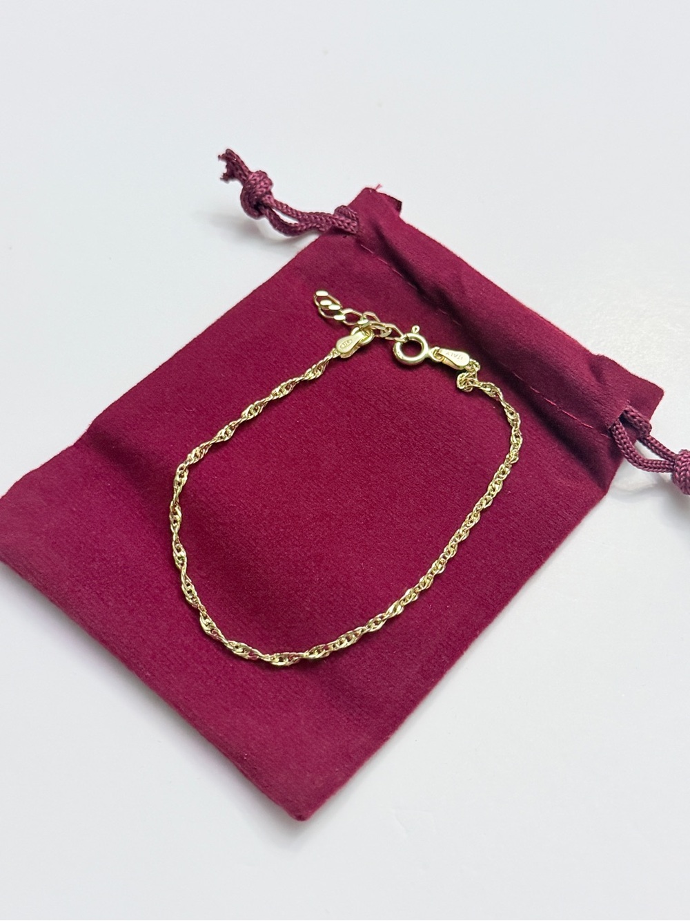 Italy Sterling Silver 925 Rope Chain Bracelet Twisted Gold Plated